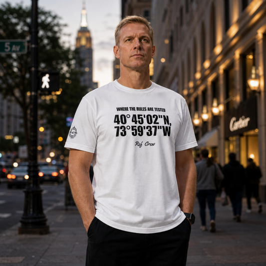 The Coordinates Tee by Ref' Crew — basketball referee apparel, illustrated view of the coordinates design.