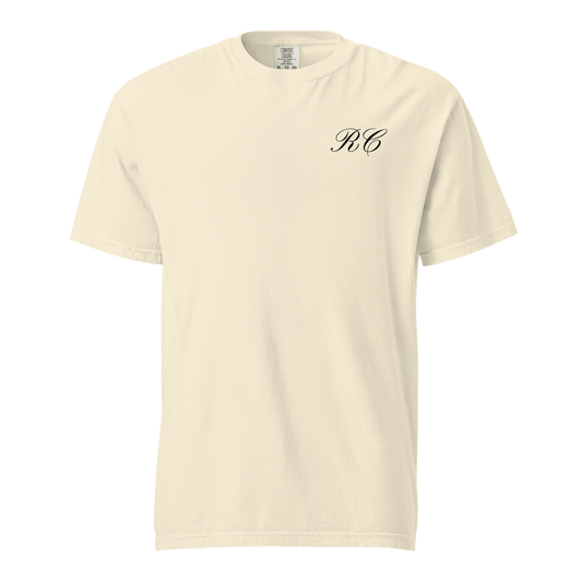 Ivory Comfort Colors referee t-shirt for basketball official, featuring Ref' Crew RC monogram.