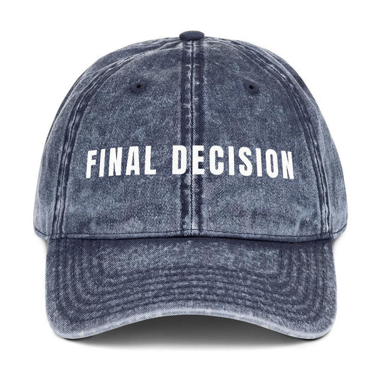 Washed navy cotton "FINAL DECISION" dad cap for basketball official referee t-shirt, Ref' Crew.