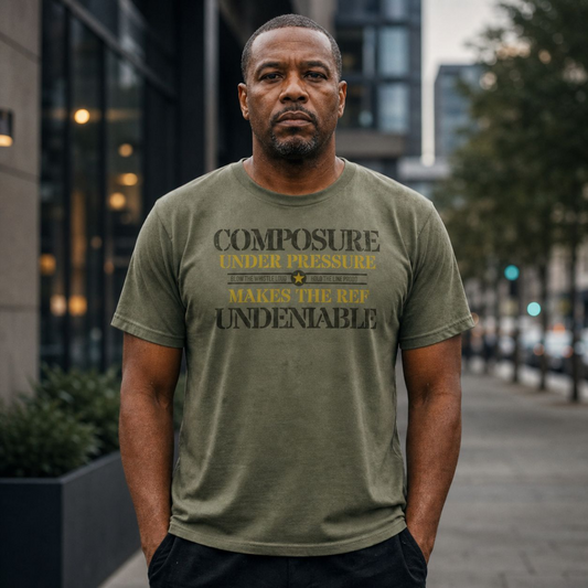 The Undeniable design artwork - military stencil "Composure Under Pressure" typography, Ref' Crew