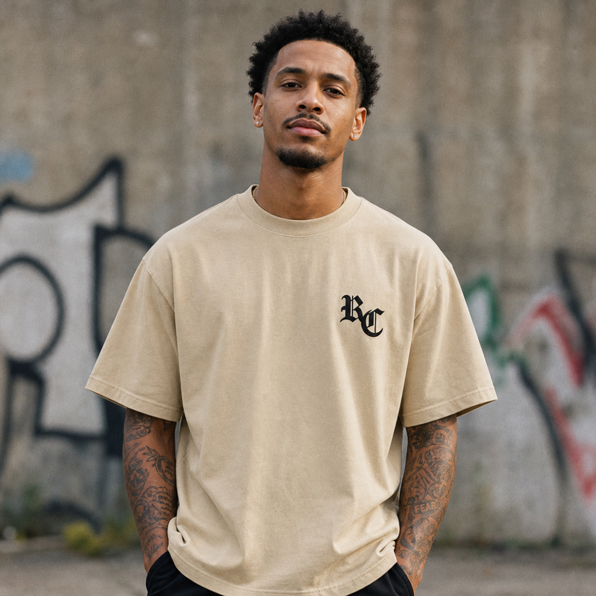 The Gothic Vault 240g Monument Tee design artwork - gothic blackletter monument graphic, Ref' Crew