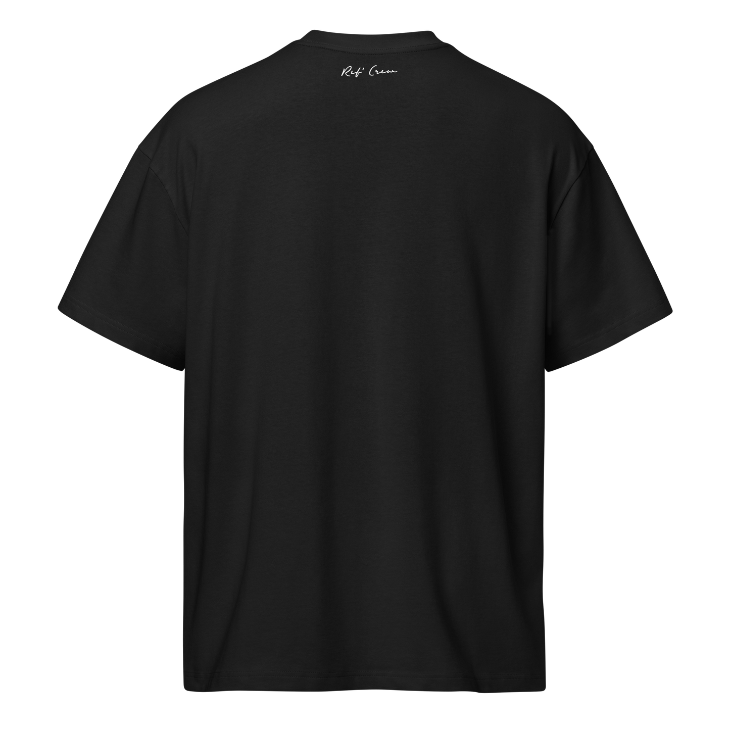 Black oversized cotton tee with "Ref' Crew" signature on the back, perfect for basketball officials.