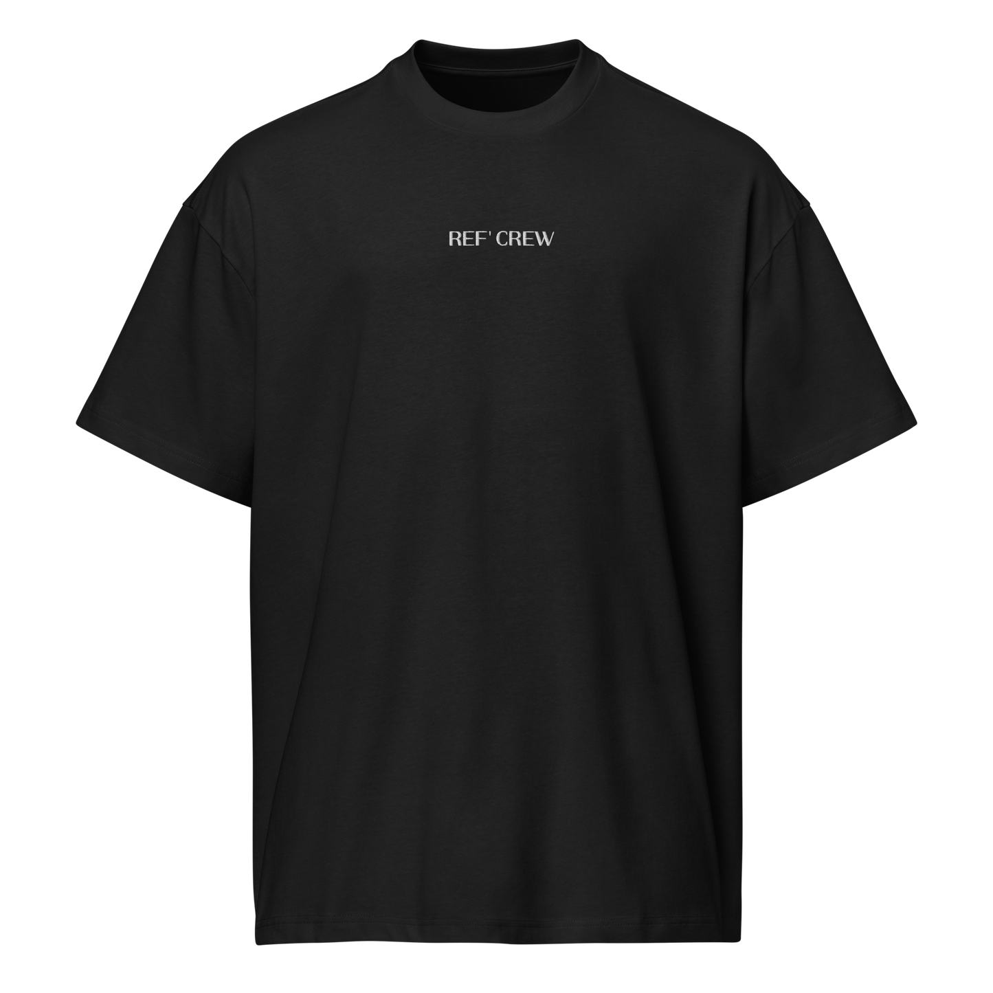 Black premium heavyweight cotton "REF' CREW" boxy tee, perfect for basketball officials.