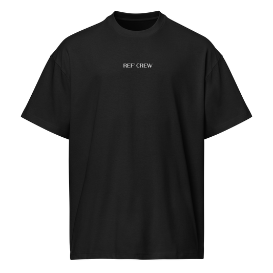 Black premium heavyweight cotton "REF' CREW" boxy tee, perfect for basketball officials.