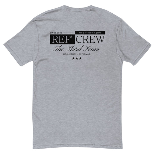 Heather grey Ref' Crew "The Third Team" tee for basketball officials, featuring a bold back graphic.