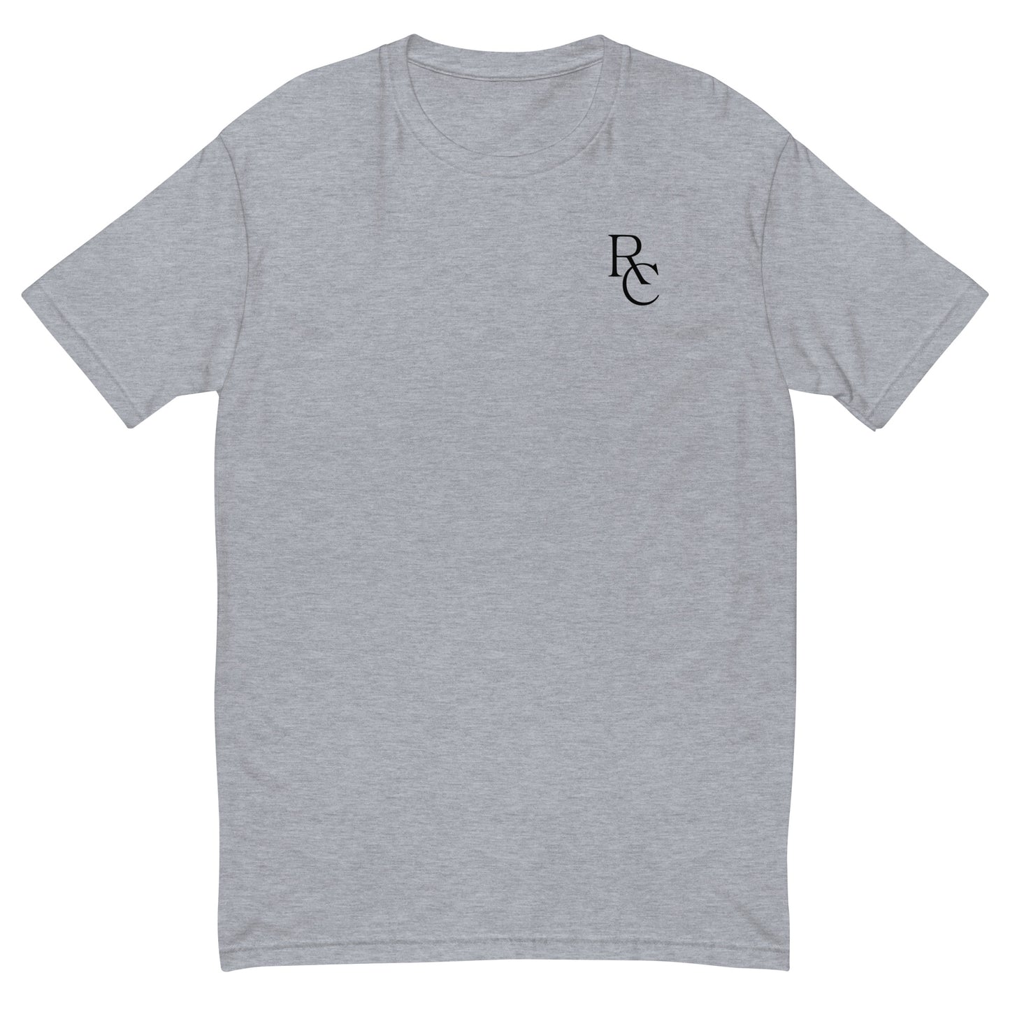 Heather grey Ref' Crew "RC" monogram tee, premium cotton, fitted streetwear for basketball referees.
