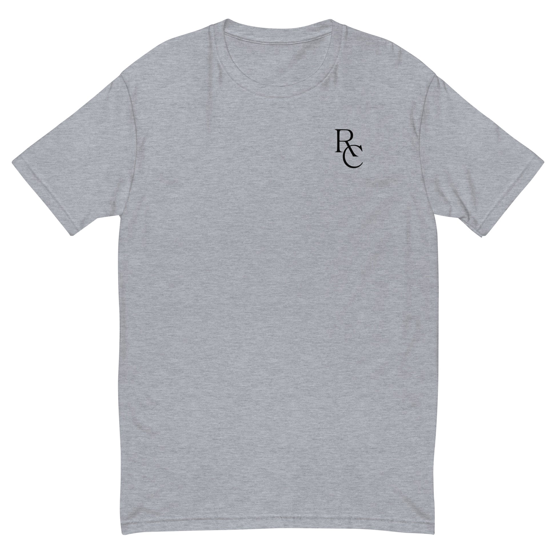 Heather grey Ref' Crew "RC" monogram tee, premium cotton, fitted streetwear for basketball referees.