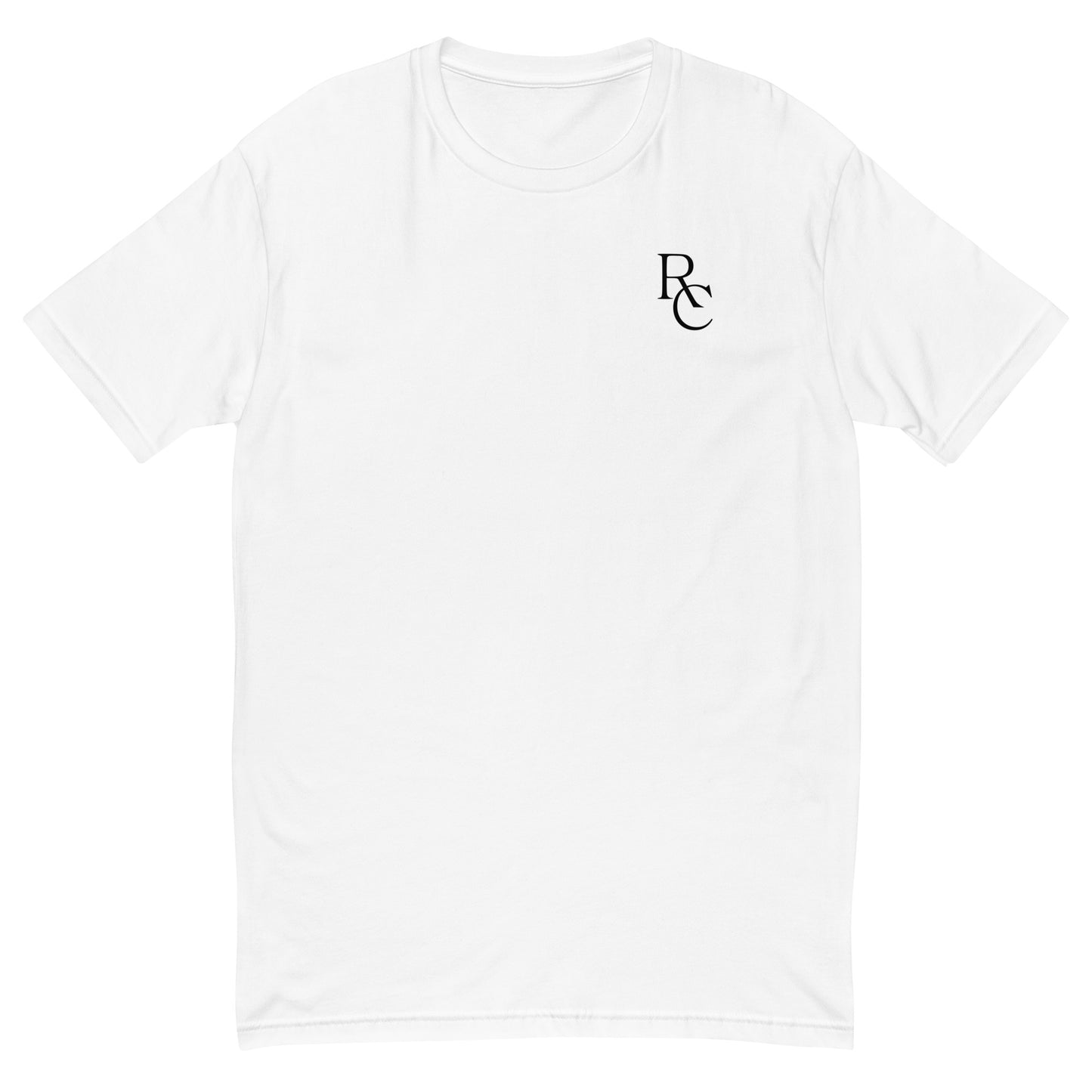 White Ref' Crew Signature Tee with black RC monogram, premium cotton, streetwear style for basketball officials.