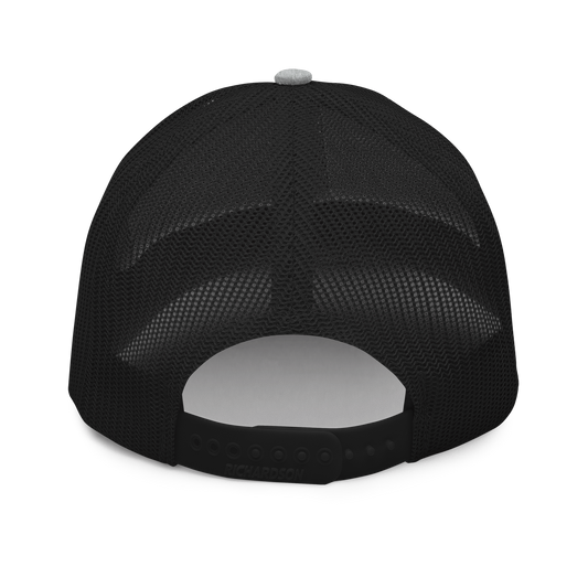 Ref' Crew referee trucker cap — black mesh back with adjustable snapback closure