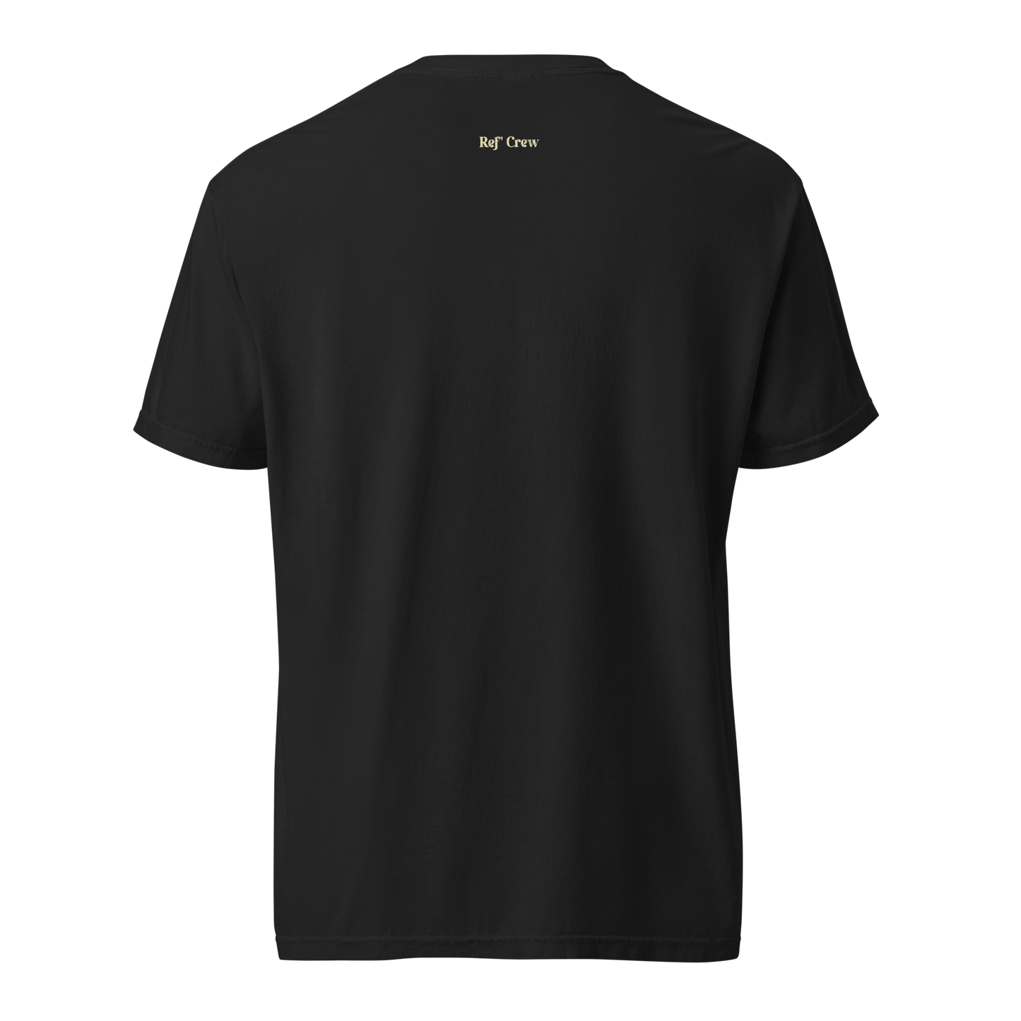 Black Ref' Crew heavyweight cotton tee, relaxed fit, with subtle gold branding on the back neck.