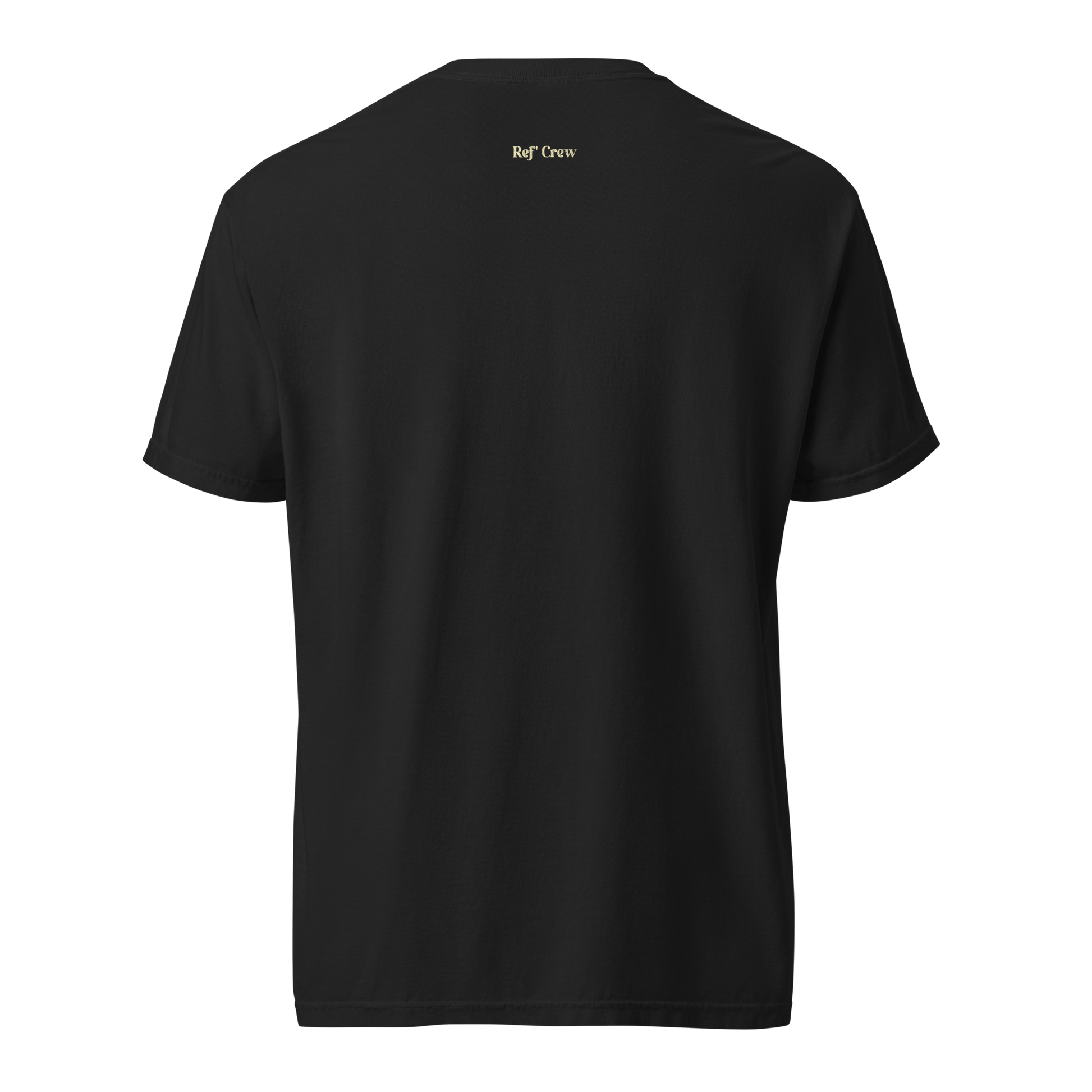 Black Ref' Crew heavyweight cotton tee, relaxed fit, with subtle gold branding on the back neck.