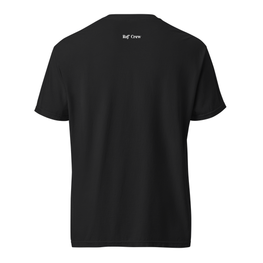 Black Ref' Crew referee t-shirt for basketball officials, showing the back with "Ref' Crew" branding.