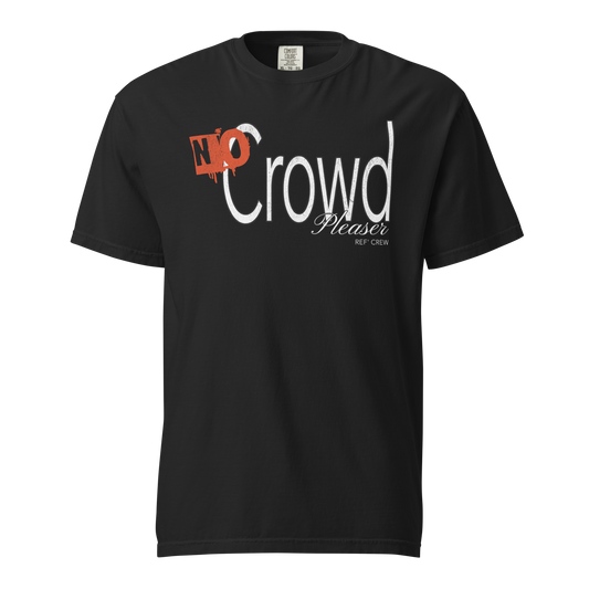 Black Comfort Colors heavyweight cotton tee with "NO Crowd Pleaser REF: CREW" graphic for basketball officials.