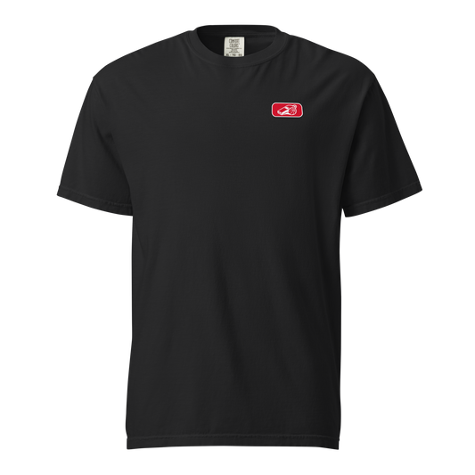 Black Ref' Crew Pride of the Game Canada referee t-shirt for basketball officials, Canadian red whistle and basketball crest on the left chest — front view