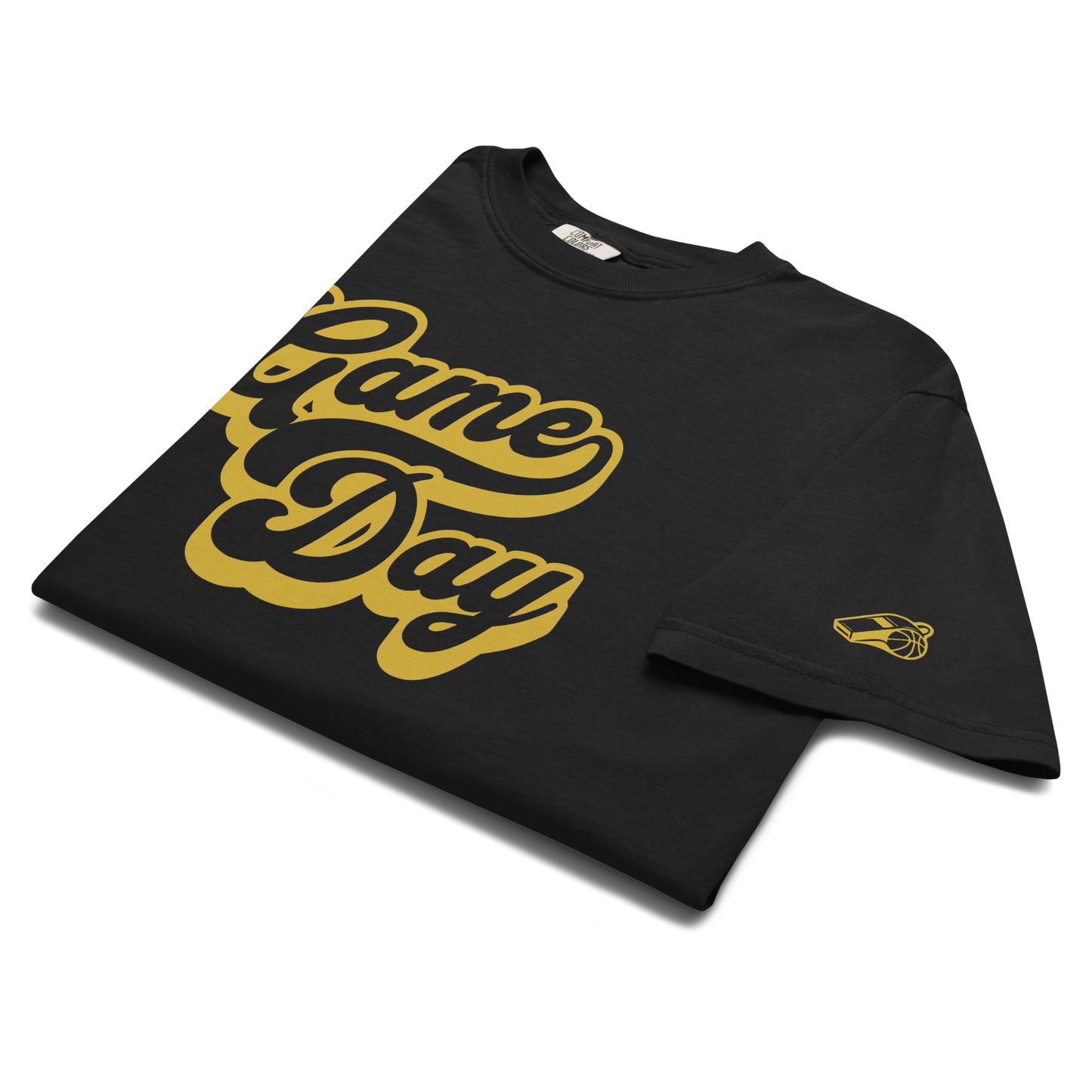 Black Ref' Crew Game Day Gridiron Edition tee, front view — retro Game Day lettering across the chest