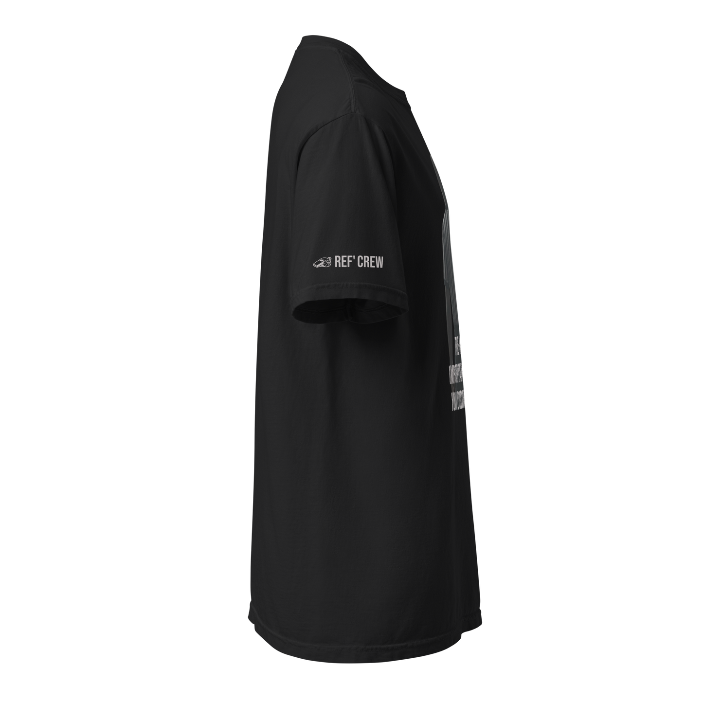 Black Ref' Crew "Unnoticed" Tee, Comfort Colors heavyweight cotton, with signature whistle sleeve detail.