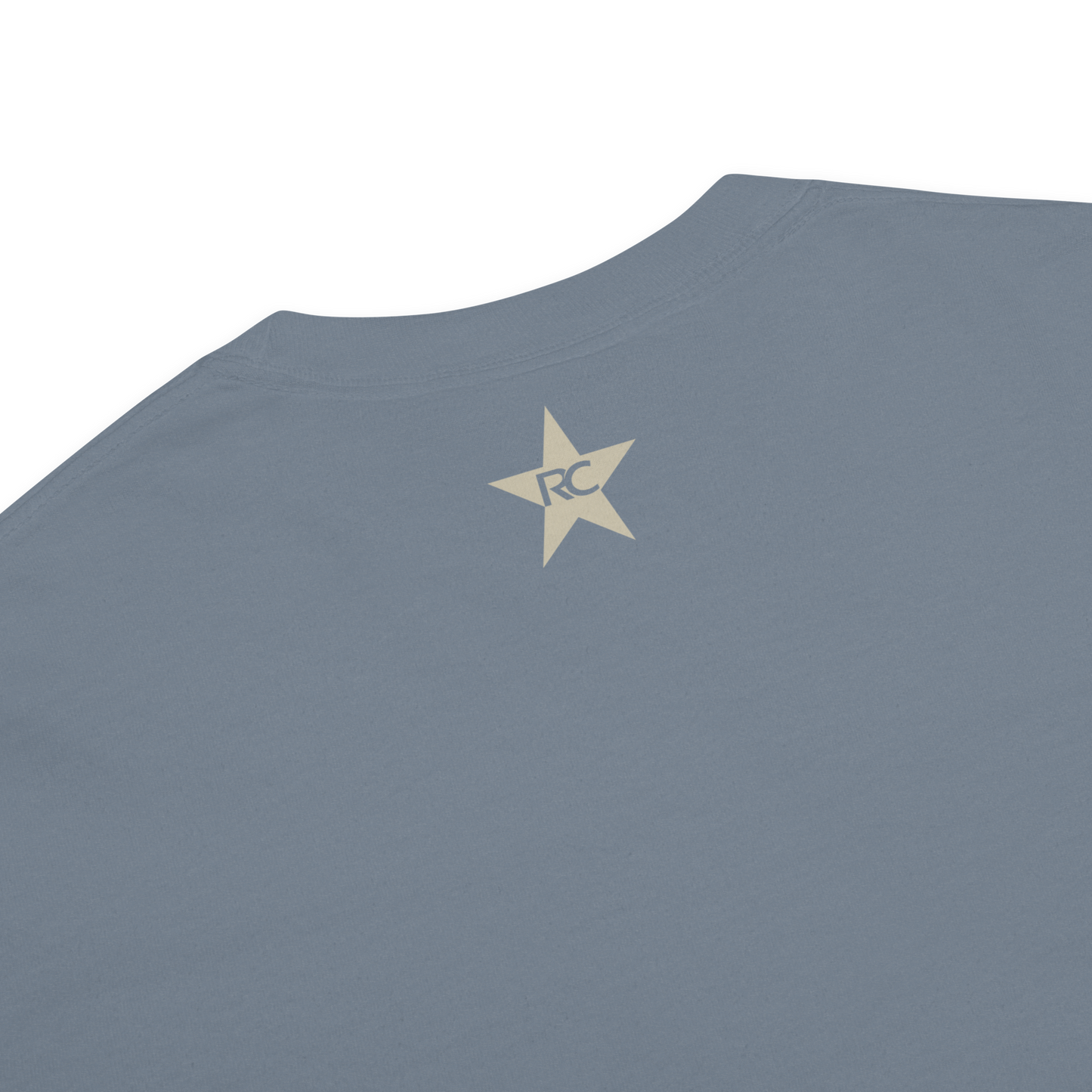 Blue Comfort Colors tee with tan RC star logo on the upper back, perfect for basketball referees.