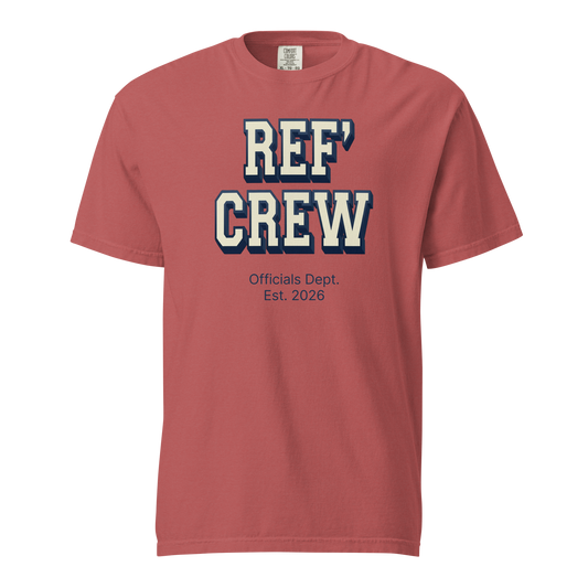 Terracotta Ref' Crew referee t-shirt for basketball officials, featuring "Officials Dept. Est. 2026" text.