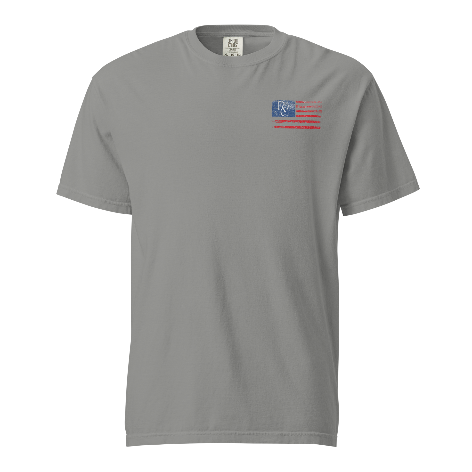 Gray Comfort Colors "Honor The Game" tee with distressed American flag pocket detail, for basketball officials.