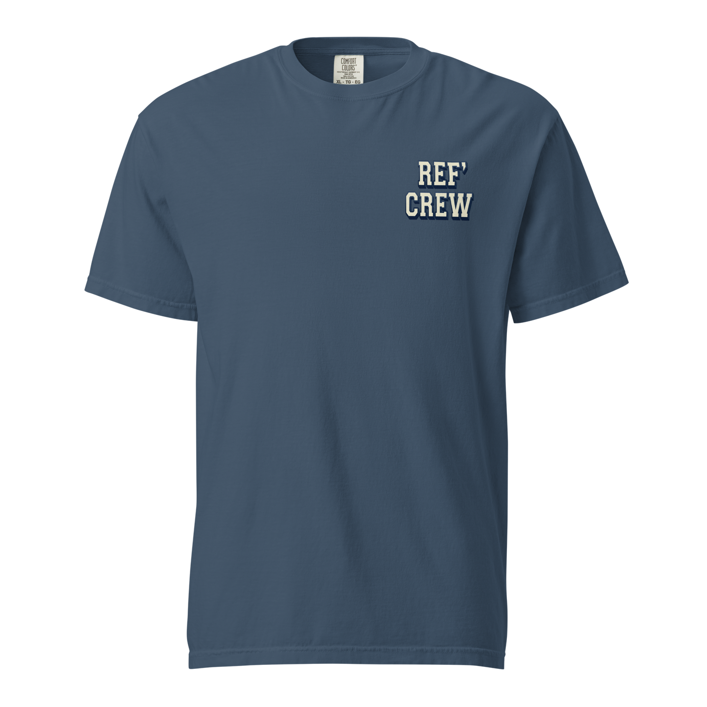Heritage Heavyweight Ref' Crew Tee in navy blue, premium cotton, relaxed fit.