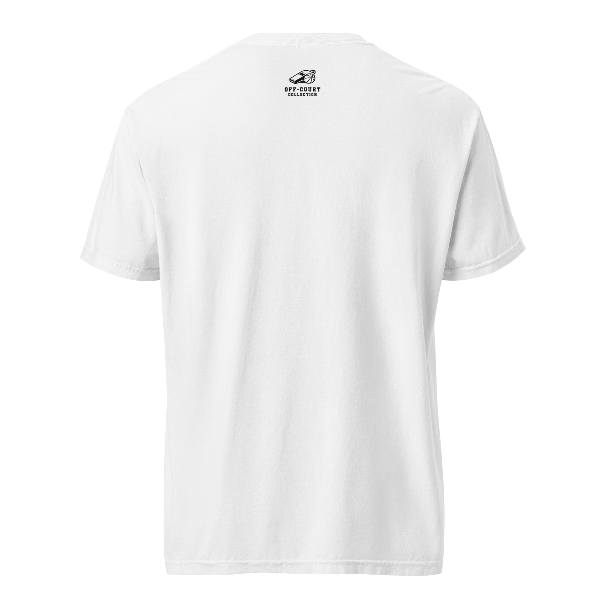Back of a gray Ref' Crew Off-Court Collection Vintage Tee with signature branding at the neck.