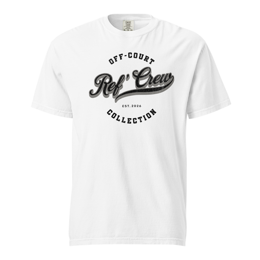 Gray Ref' Crew Off-Court Collection vintage referee t-shirt for basketball officials, 100% cotton, distressed graphic.