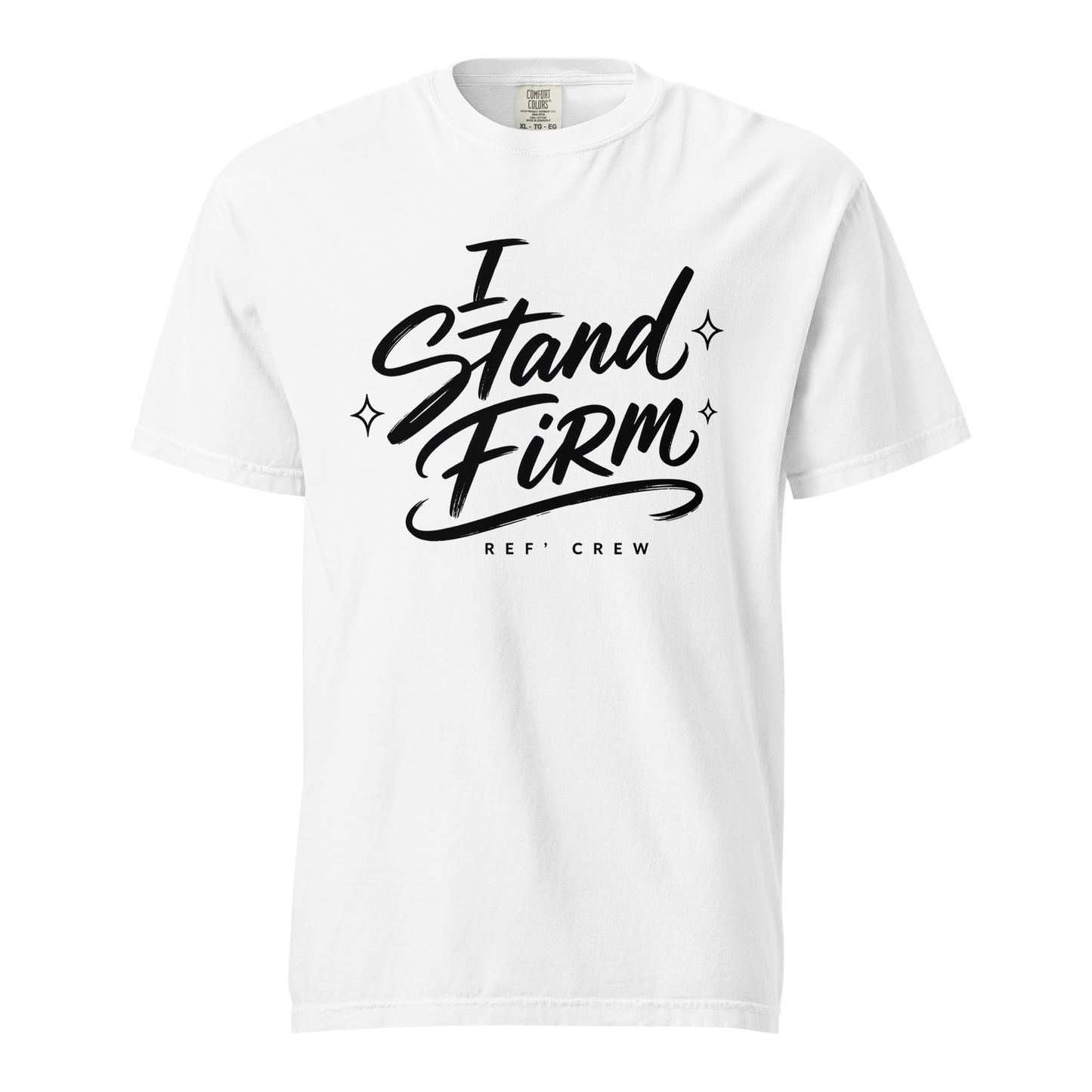 Ref' Crew "I Stand Firm" Brush Edition tee in White, black brush lettering with vintage ink finish