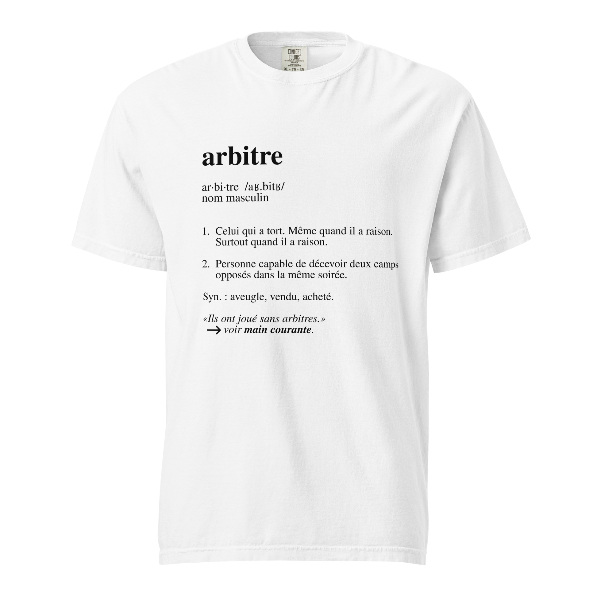 Ref' Crew "Arbitre (Définition)" garment-dyed heavyweight tee in White, French dictionary-entry print