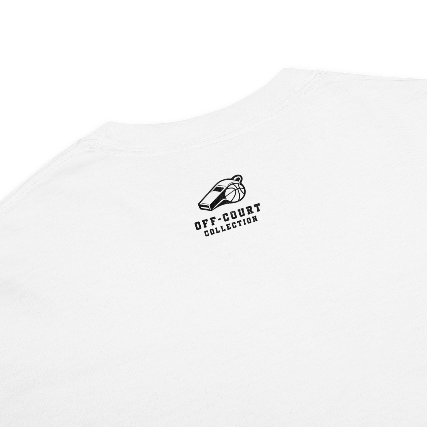 Gray Off-Court Collection Vintage Tee with distressed Ref' Crew whistle logo, perfect for basketball officials.