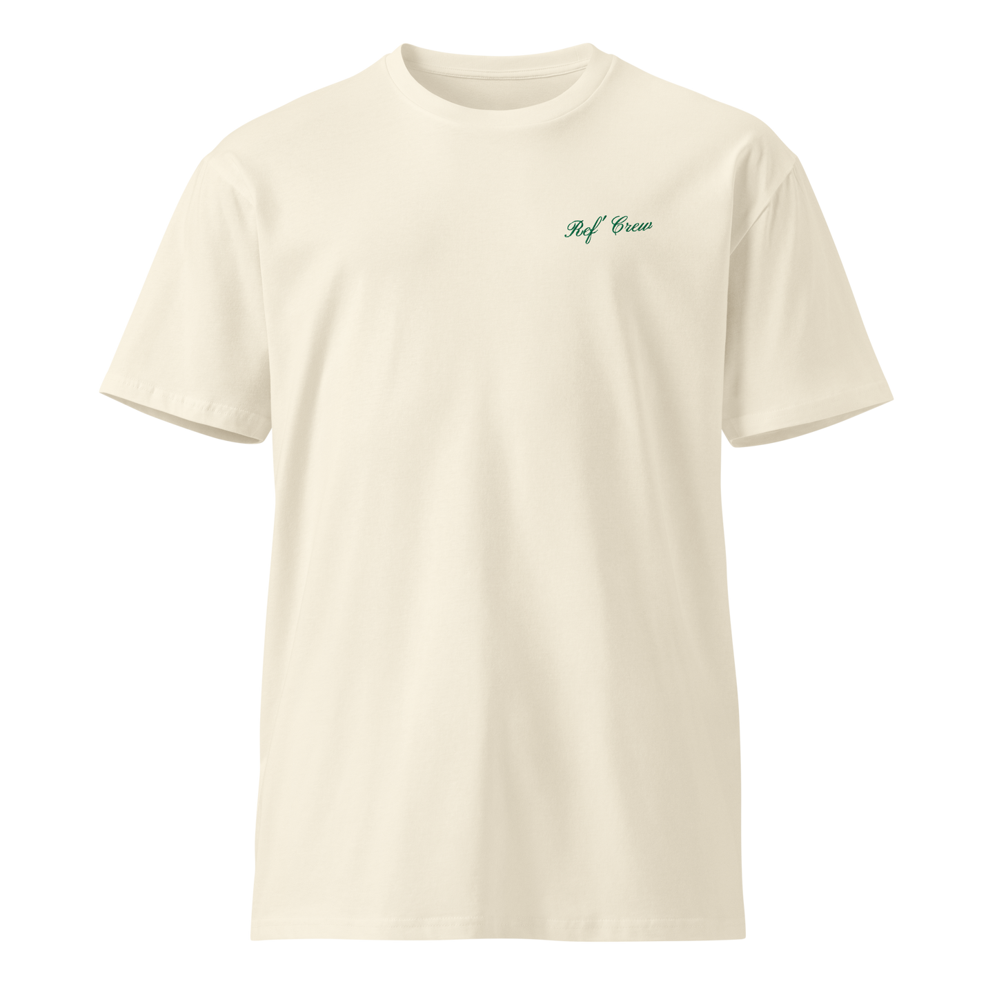 Premium cream AS Colour cotton tee with "Ref' Crew" embroidered on chest, ideal for basketball officials.