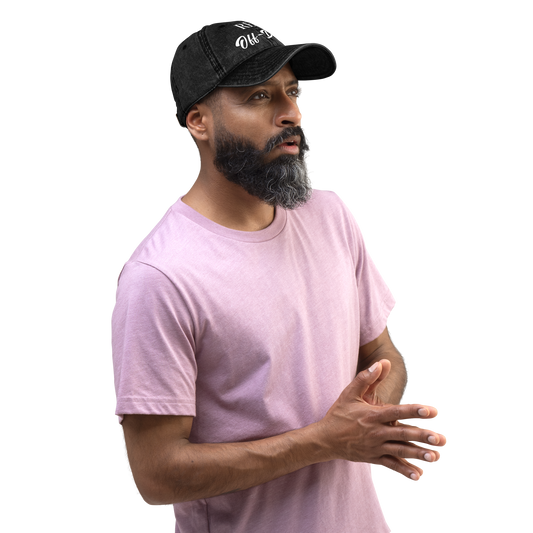 Washed black "Ref' Off-Duty" vintage dad cap on a basketball official wearing a pink referee t-shirt, perfect for the Ref' Crew.