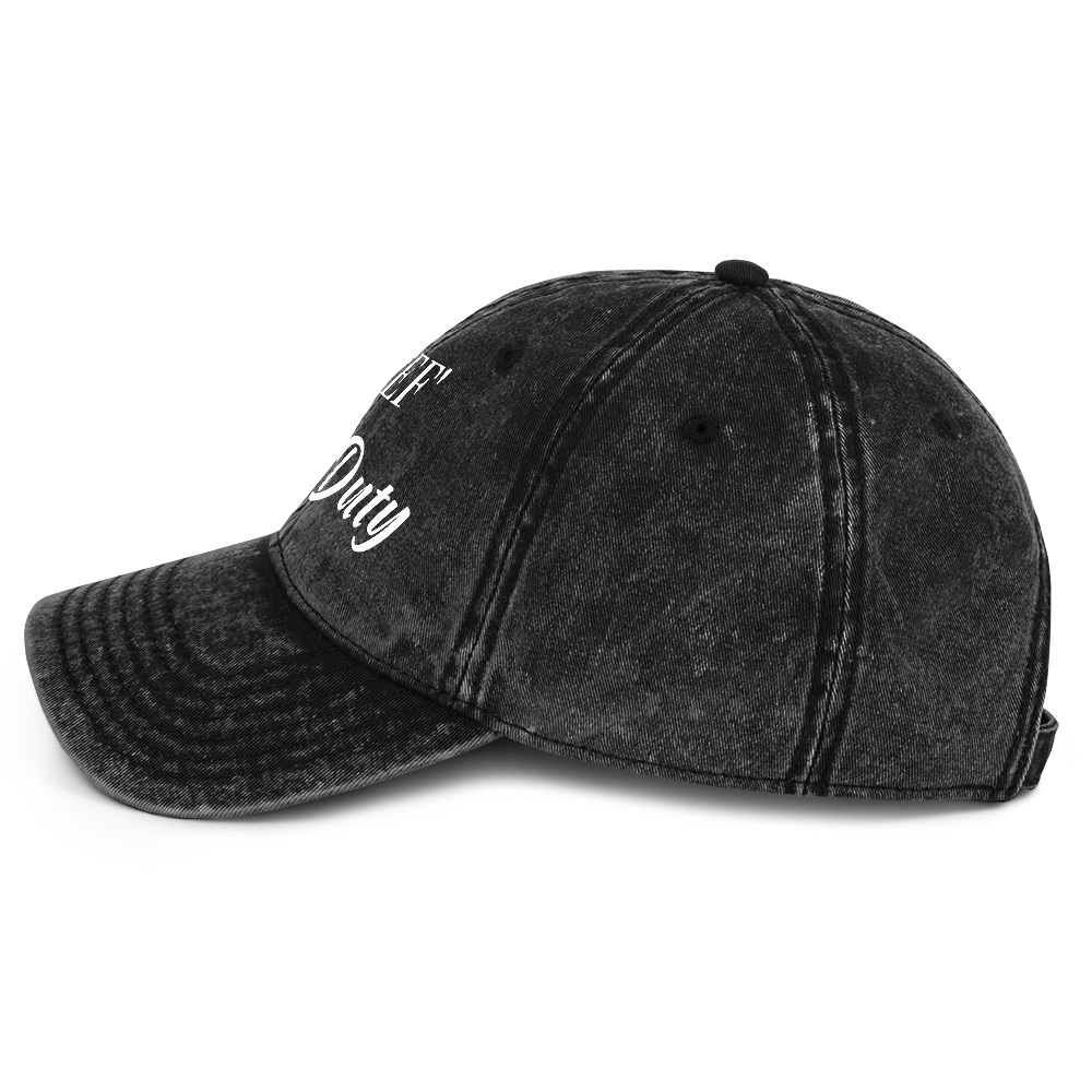 Washed black vintage dad cap with "REF' Off-Duty" in white, perfect for basketball referees.