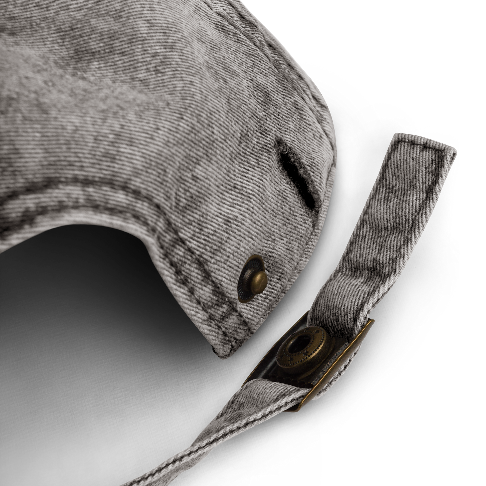 Charcoal gray washed cotton dad cap with brass buckle, "Ref' Crew" text, for basketball referees.